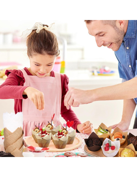 200 Forros de Cupcake Tulipanes Kovpnor - Resistentes a Grasa