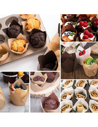 200 Forros de Cupcake Tulipanes Kovpnor - Resistentes a Grasa