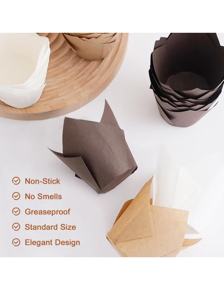 200 Forros de Cupcake Tulipanes Kovpnor - Resistentes a Grasa