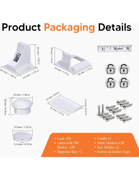 Cerraduras Magnéticas Trezuma para Gabinetes - 20 Pzas + 2 Llaves