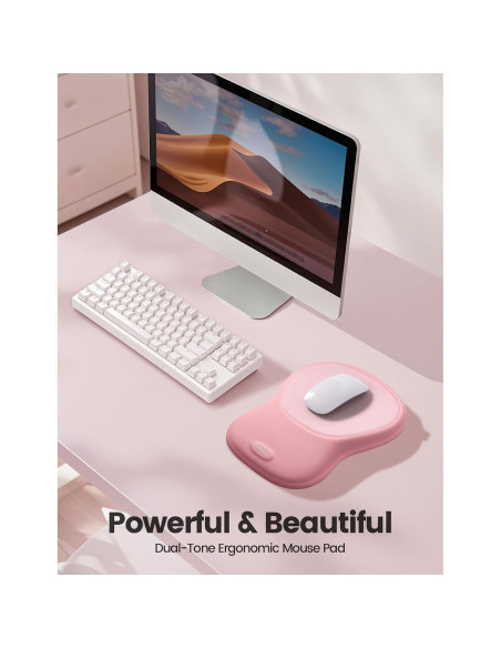 Mouse Pad Meatanty Rosa con Reposamuñecas Ergonómico 28.5x21cm