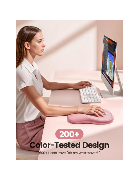 Mouse Pad Meatanty Rosa con Reposamuñecas Ergonómico 28.5x21cm