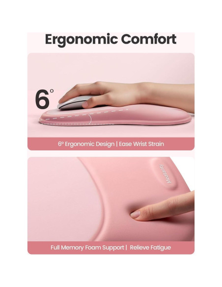 Mouse Pad Meatanty Rosa con Reposamuñecas Ergonómico 28.5x21cm