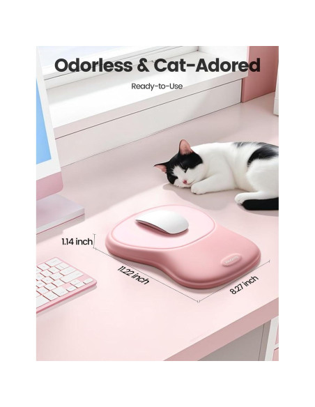 Mouse Pad Meatanty Rosa con Reposamuñecas Ergonómico 28.5x21cm