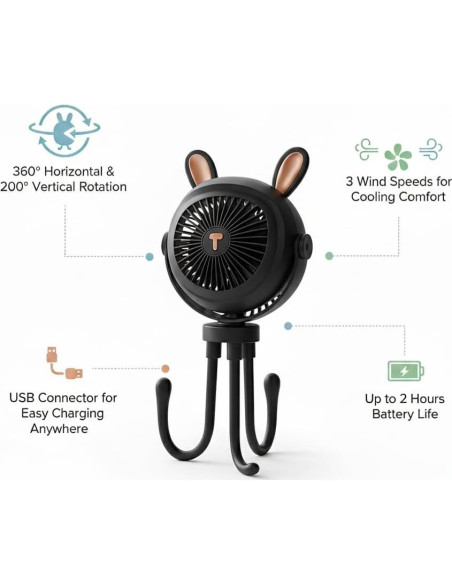 Ventilador Portátil para Cochecito Genérico con Luz LED