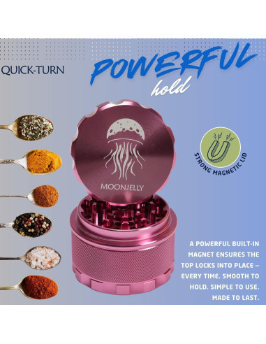 Grinder Manual MOONJELLY 2.5" Aluminio Rosa - Giro Rápido