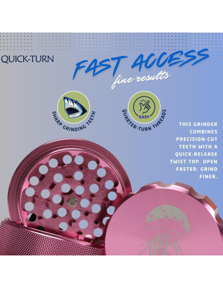 Grinder Manual MOONJELLY 2.5" Aluminio Rosa - Giro Rápido