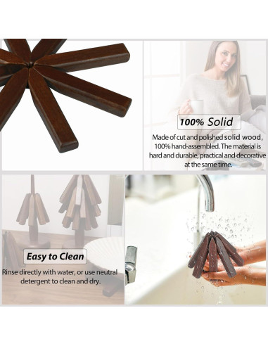 Trivetes de Madera Surmol 20.32 cm Redondos Resistentes al Calor