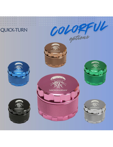 Grinder Manual MOONJELLY 2.5" Aluminio Rosa - Giro Rápido