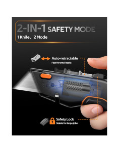 Cuchillo Utilitario VOTREK Retráctil 2-en-1 con Cuchillas de Repuesto 2