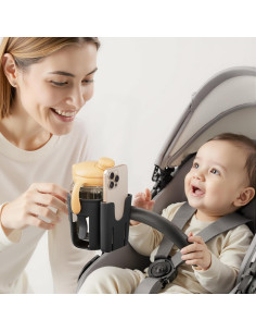Soporte para Tazas Li & Zhao Ajustable para Cochecito Negro 2