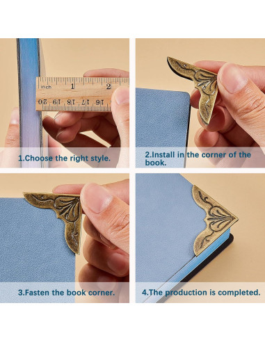 Esquinas de Libro de Metal Outus - 96 Piezas Protectoras Vintage