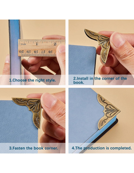 Esquinas de Libro de Metal Outus - 96 Piezas Protectoras Vintage Esquinas de Libro de Metal Outus - 96 Piezas Protectoras Vintage