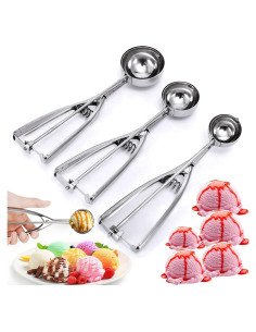 Juego de Cucharones para Galletas YQMYXG - 3 Tamaños Acero Inoxidable