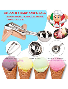 Juego de Cucharones para Galletas YQMYXG - 3 Tamaños Acero Inoxidable 2