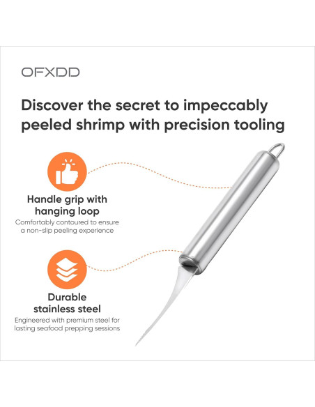 Pelador de Camarones OFXDD - Cuchillo de Acero Inoxidable Serrado