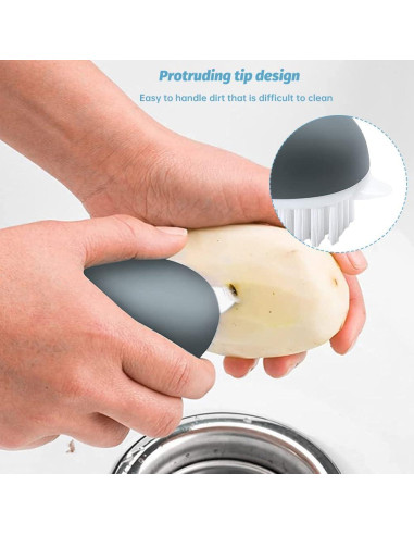 2 Cepillos de Verduras Kazheon con Mango Arqueado - Gris