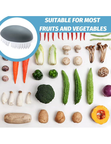 2 Cepillos de Verduras Kazheon con Mango Arqueado - Gris