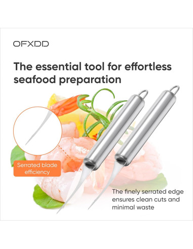 Pelador de Camarones OFXDD - Cuchillo de Acero Inoxidable Serrado