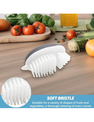 2 Cepillos de Verduras Kazheon con Mango Arqueado - Gris