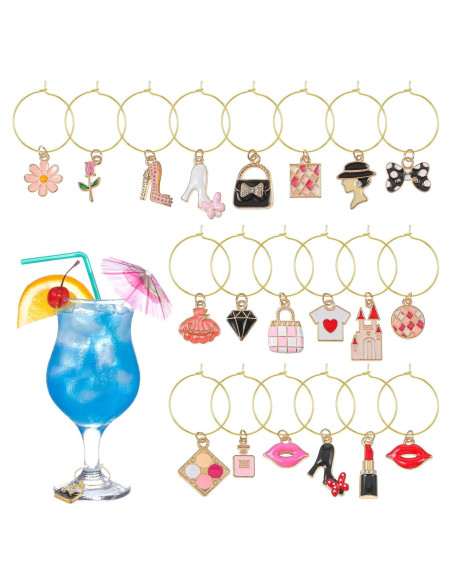 20 Marcadores de Copas de Vino Josojoou - Aleación de Zinc 2.5cm