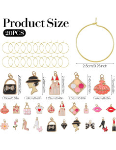 20 Marcadores de Copas de Vino Josojoou - Aleación de Zinc 2.5cm 2