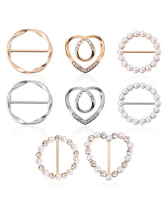 8 Anillos y Clips Ajustables para Bufandas Mikovivi - Plata/Oro