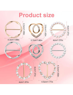 8 Anillos y Clips Ajustables para Bufandas Mikovivi - Plata/Oro 2