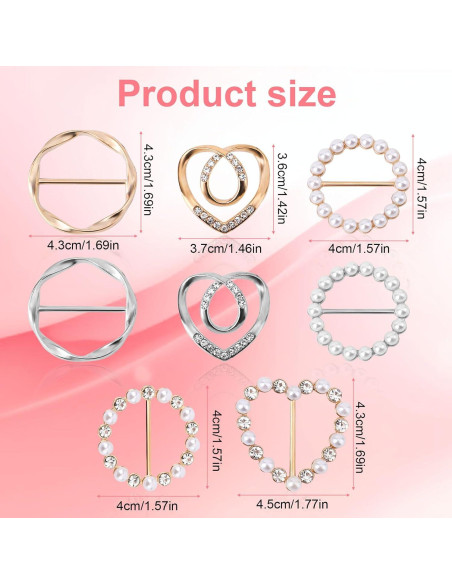 8 Anillos y Clips Ajustables para Bufandas Mikovivi - Plata/Oro