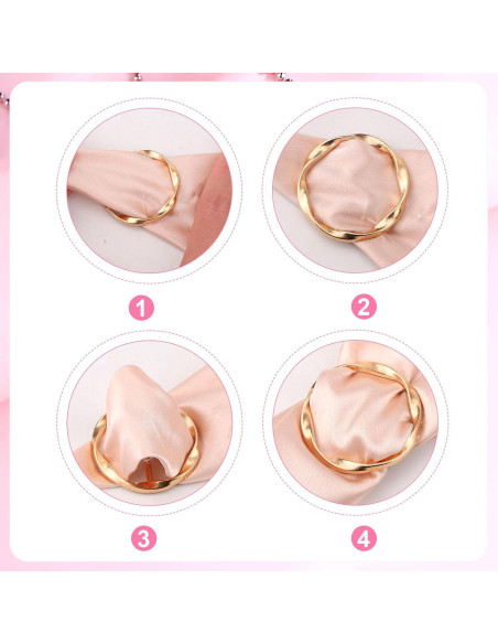 8 Anillos y Clips Ajustables para Bufandas Mikovivi - Plata/Oro