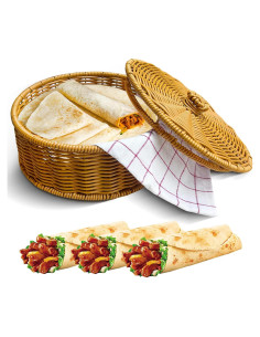Calentador de Tortillas Ecoaterui con Canasta de Ratán y Toallas