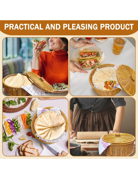 Calentador de Tortillas Ecoaterui con Canasta de Ratán y Toallas