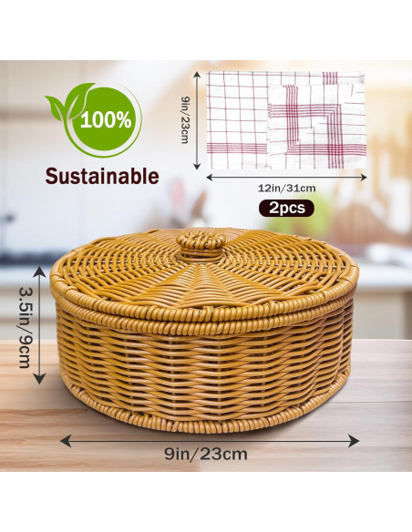 Calentador de Tortillas Ecoaterui con Canasta de Ratán y Toallas