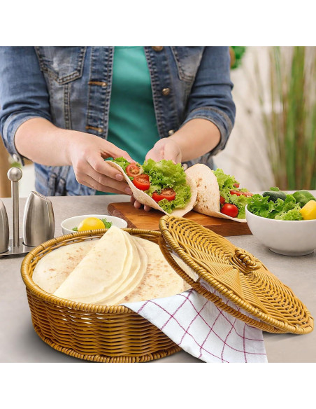 Calentador de Tortillas Ecoaterui con Canasta de Ratán y Toallas