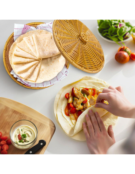 Calentador de Tortillas Ecoaterui con Canasta de Ratán y Toallas