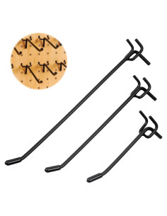 60 Ganchos de Tablero Perforado Molain Negros Alta Resistencia