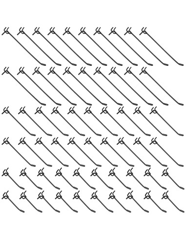60 Ganchos de Tablero Perforado Molain Negros Alta Resistencia