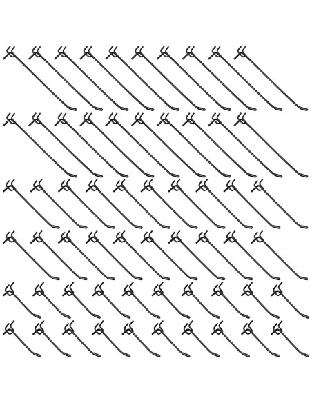 60 Ganchos de Tablero Perforado Molain Negros Alta Resistencia