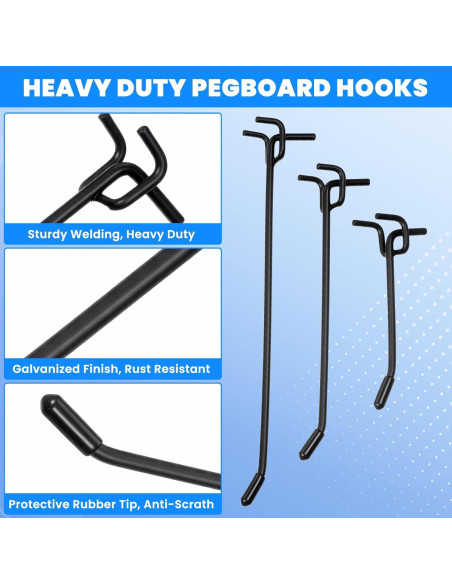 60 Ganchos de Tablero Perforado Molain Negros Alta Resistencia