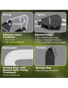 Cuerda de Ropa Retráctil Packgoape 5.8m con Clips y Poleas 2