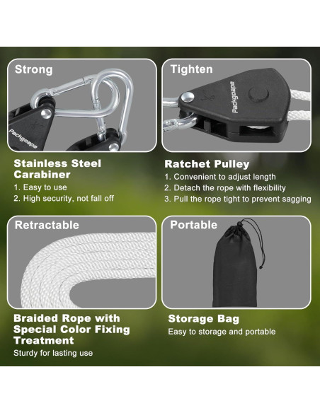 Cuerda de Ropa Retráctil Packgoape 5.8m con Clips y Poleas