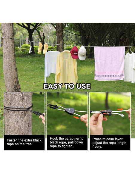 Cuerda de Ropa Retráctil Packgoape 5.8m con Clips y Poleas