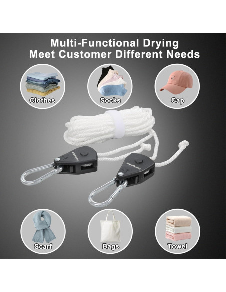 Cuerda de Ropa Retráctil Packgoape 5.8m con Clips y Poleas