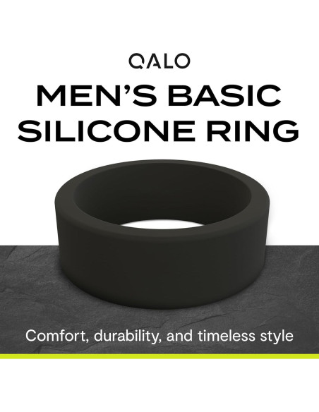 Anillo de Boda de Silicona QALO Negro 8mm Clásico para Hombre
