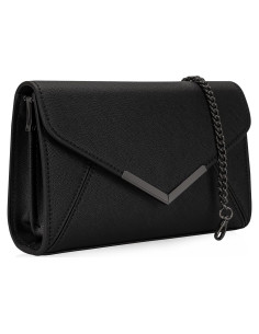 Bolso Clutch Formal DEXMAY de Cuero Sintético Negro 21.6x14cm