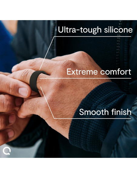 Anillo de Boda de Silicona QALO Negro 8mm Clásico para Hombre