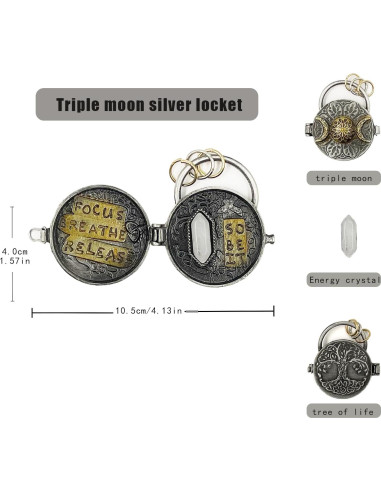 Medallón Triple Luna de Plata con Árbol de la Vida - 99g