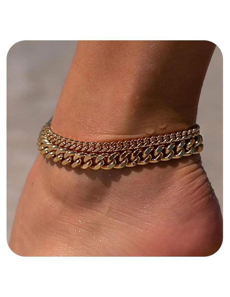 Pulseras de Tobillo Foxgirl de Oro 14K Platedo 21.6 cm Pulseras de Tobillo Foxgirl de Oro 14K Platedo 21.6 cm