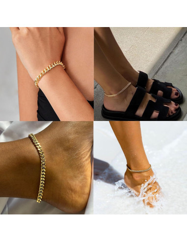 Pulseras de Tobillo Foxgirl de Oro 14K Platedo 21.6 cm