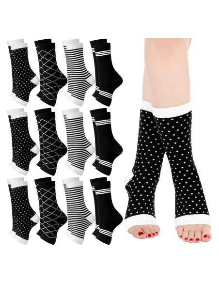 Calcetines de Pedicura Sin Dedos Janmercy - 12 Pares Algodón